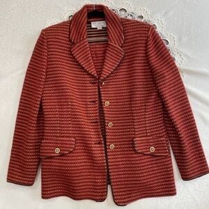St John knit jacket & skirt, Size 4, Rust Red